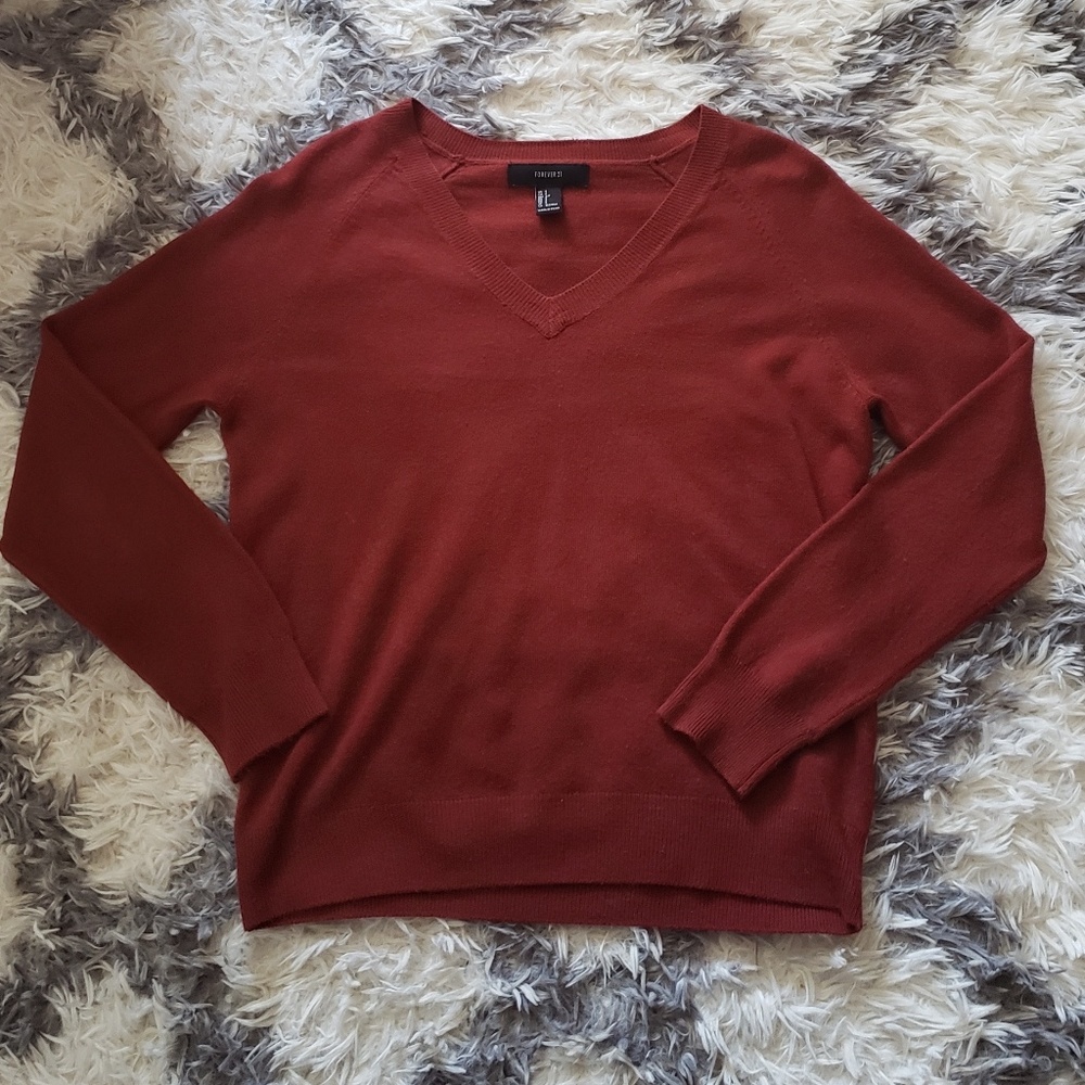 Forever 21 Rust Vneck Sweater Small